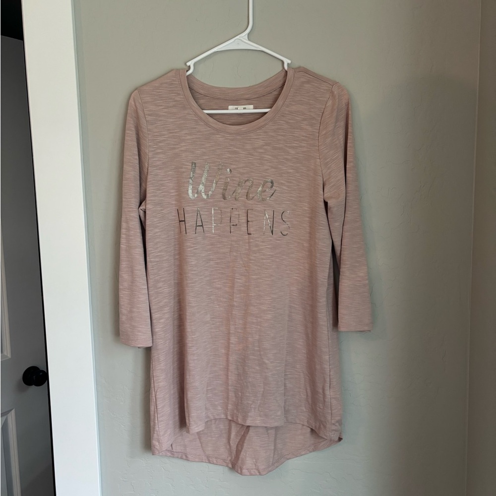 Pink Maurice's Wine Happens 3/4 sleeve